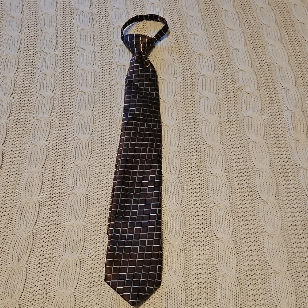 Umo Lorenzo Kids Black and Brown Grid Tie